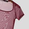 INCERUN Men Short Sleeve Mesh Sheer Sexy Party Club T-shirts Tops
