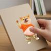 3D Shiba Inu Dog Belly Sticker - Cute Puppy Wearing Orange Outfit with Soft Pink Background, Silicone Self-adhesive