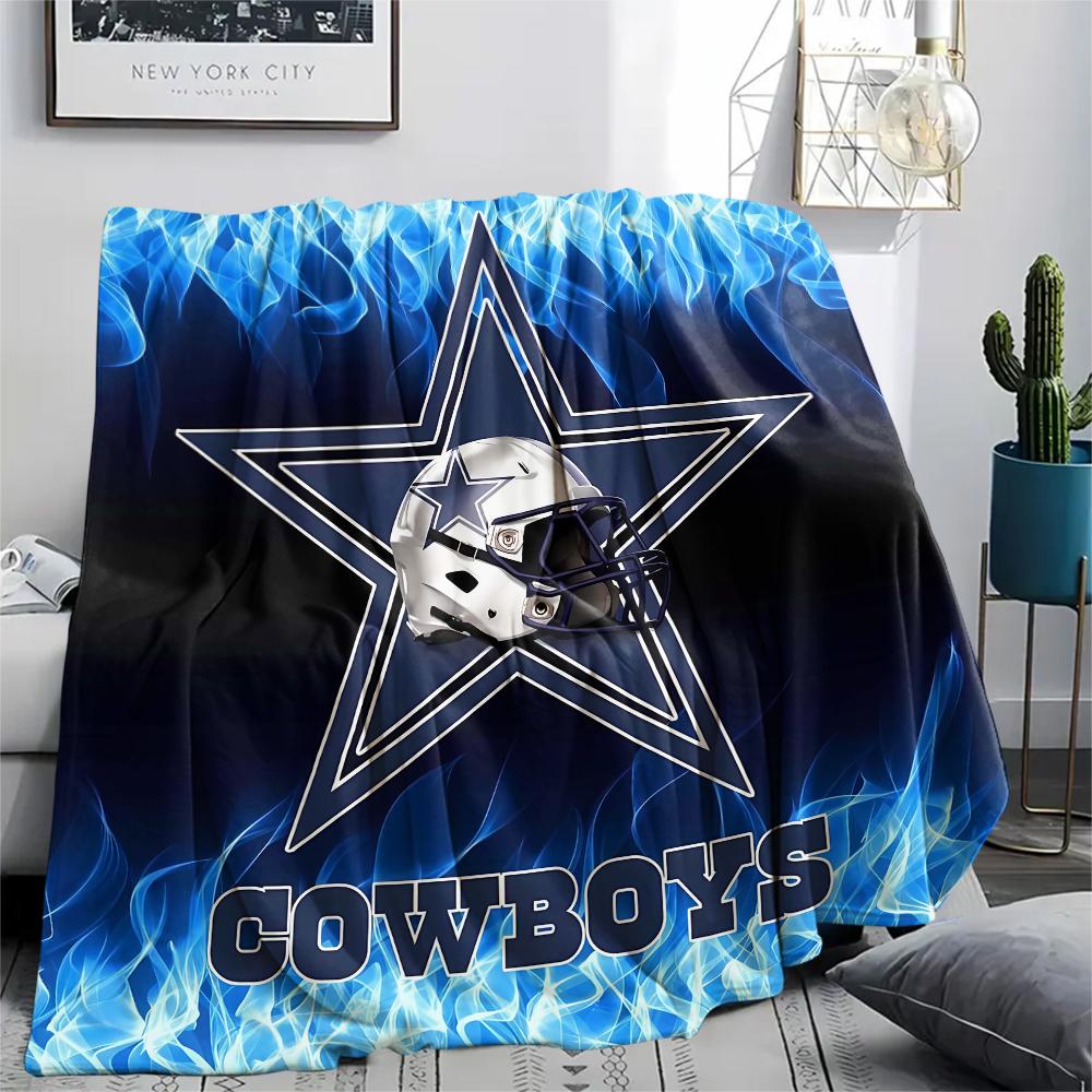 1Pc Cowboys Football Print Flannel Blanket, High quality Comfortable for All Seasons, Home Decor, Warmth and Comfort, Perfect for Gifts
