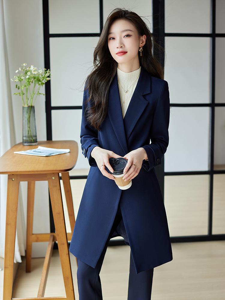 Damen Midilanger Roter Trenchcoat Anzug - High-End Businesskleidung für Herbst/Winter 2025