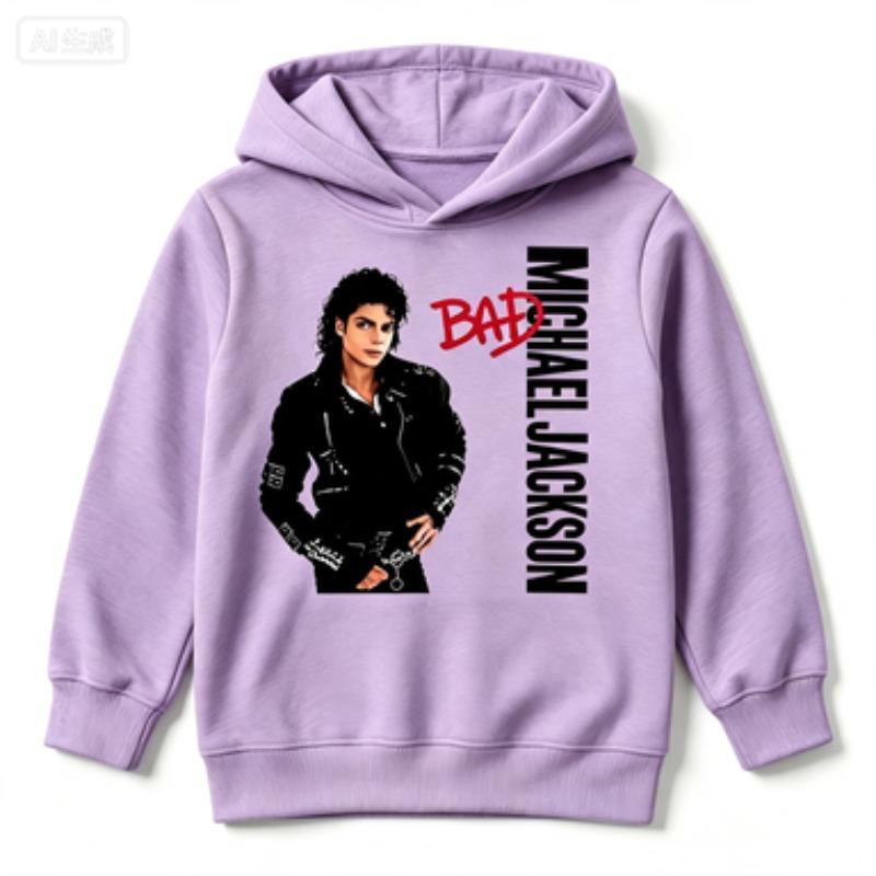 Felpa con cappuccio grafica Michajackson per bambini, felpa con cappuccio casual a maniche lunghe per ragazzi e ragazze, moda streetwear, abbigliamento per bambini