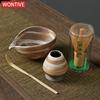 4-5-tlg. handgemachtes Matcha-Teeset aus grober Keramik für zu Hause, Werkzeugständer-Set, Schüssel, Schneebesen, Schaufel, Geschenkzeremonie, traditionelles japanisches Zubehör