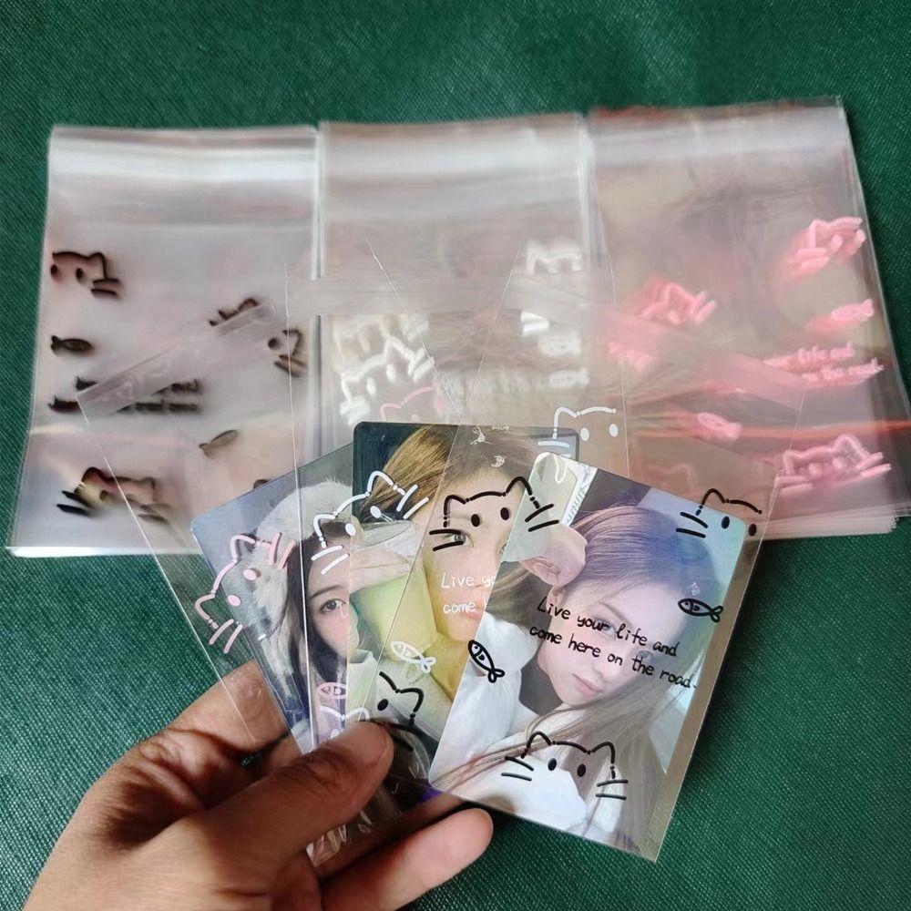 

50PCS мультфільм кіт друк самозапечатувальний мішок альбом картки зберігання кишеньковий пакет печива снек рожевий