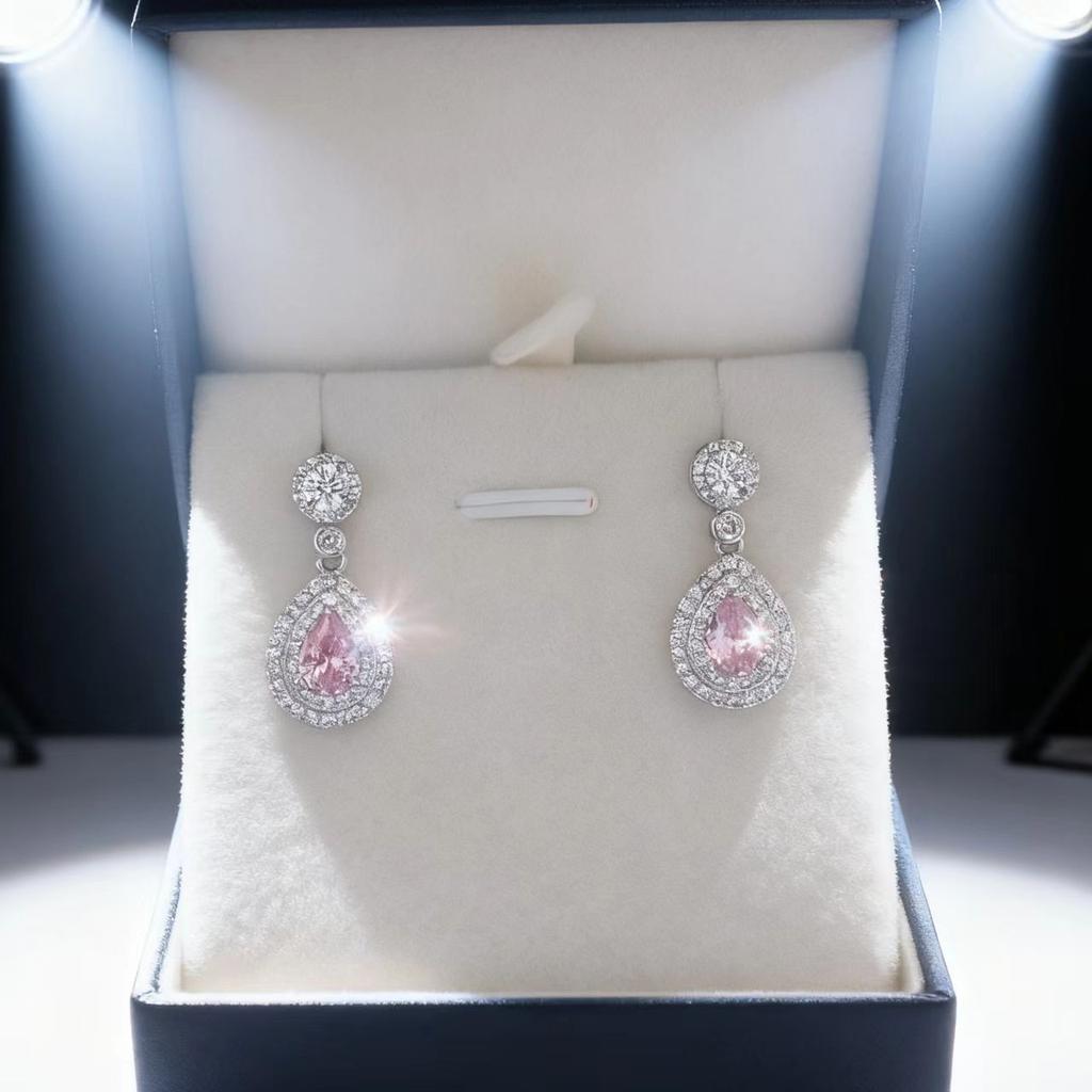 Imitation Drop-shaped Zircon Stud Earrings Women's High-quality Full Diamond Zircon Earrings Design Sense Earrings Colored Gemstone Earrings