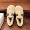 Pedal wool cotton shoes for women to wear in the autumn and winter of 2025, new flat-bottomed imitation lamb wool warm one-word Doudou shoes