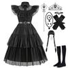 Mittwoch Addams Vintage Spitze Gothic Maxikleid für Mädchen 3 bis 8 Jahre