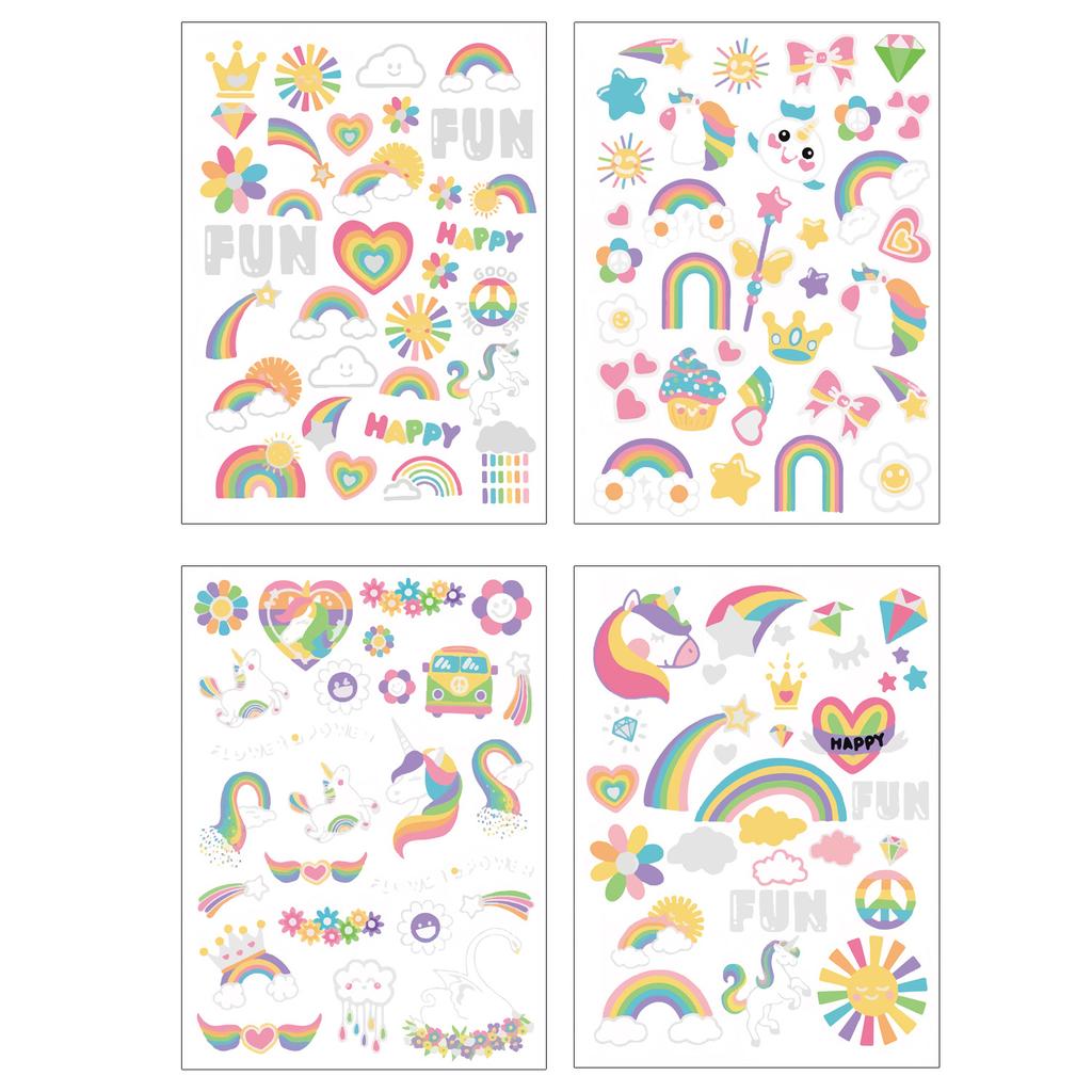 Children's Cartoon Rainbow Tattoo Girl Boy Tattoo Cute Flower Unicorn Birthday Party Sticker