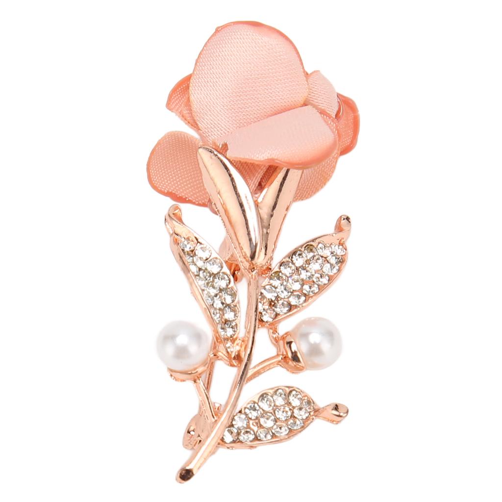 Rosa Rosenbrosche Modisch Elegant Schön Strass Stoff Hochzeitsbrosche Anstecknadel für Weinparty