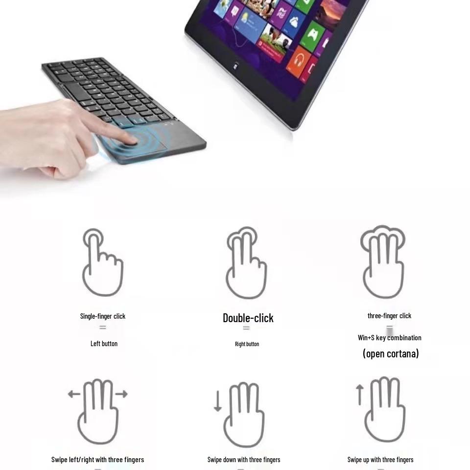Portable Foldable Bluetooth Keyboard & Mouse Combo with Touchpad for Mobile Devices