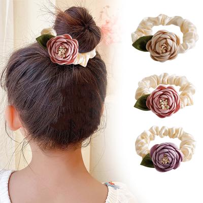 Blumen Haargummis für Frauen Hochsteckfrisur Haarband Haargummis Elegant Donut-Haargummis Haar-Scrunchy Pferdeschwanz-Haarhalter