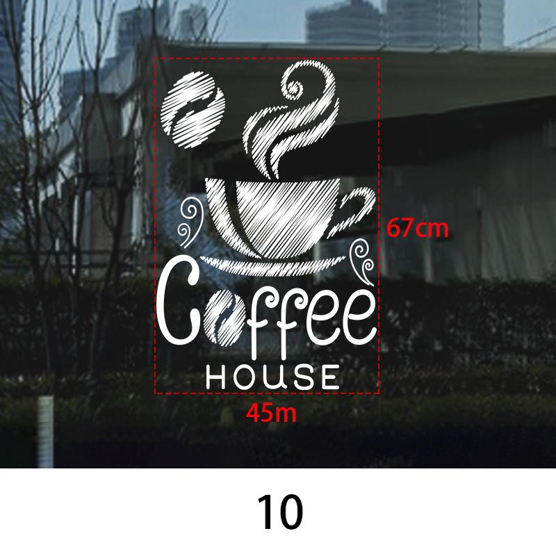 Coffee Shop Wall Sticker Cafes Ice Cream Bread Cake Wall Art Decals DIY Restaurant Milk Tea Shop Decor Sign Window Glass Film