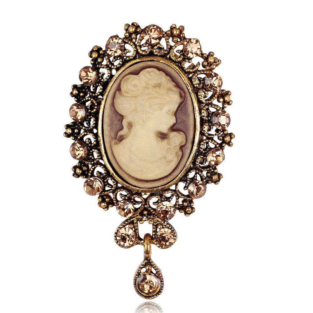 Head Design Crystal Rhinestones Brooches Vintage Style Gothic Brooches Women's Accessories