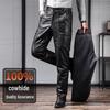 Herren-Motorradhose aus echtem Leder mit abnehmbarem Samtfutter