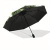 1pc Leaf Vein Automatic Open/Close Umbrella with Windproof, Functional Design, 8-Rib Sturdy Canopy