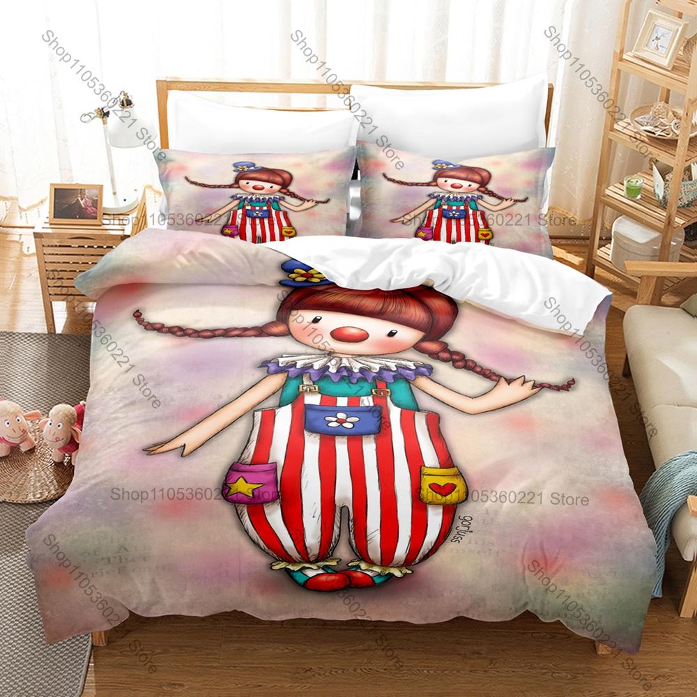 Anime G-Gorjuss Gotica Ragazza Carina Arte Illustrata Vintage Biancheria da Letto per Bambini 3 Pezzi Copripiumino + 2 Federe Decorazione per la Casa