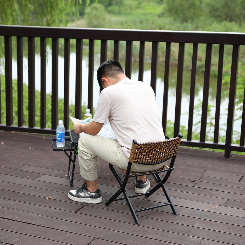 YOGOTO Folding Rattan Handcrafted Rattan Water With Rattan Rattan Style Garden Easy To Good Balcony Dining Dining Garden Indoor and Outdoor 1 Piece