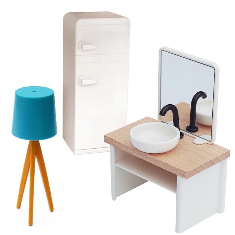 1/5Pc Dollhouse Simulation Washbasin Tub Toilet Model Freely Combined Bathroom Decor Dolls House Miniature Furniture Accessories