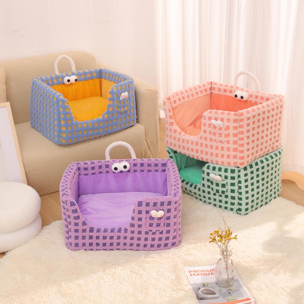 Doghouse Detachable and Washable Pet Nest Autumn and Winter New Style Woven Rabbit Ear Pocket Sponge Nest Cat Nest