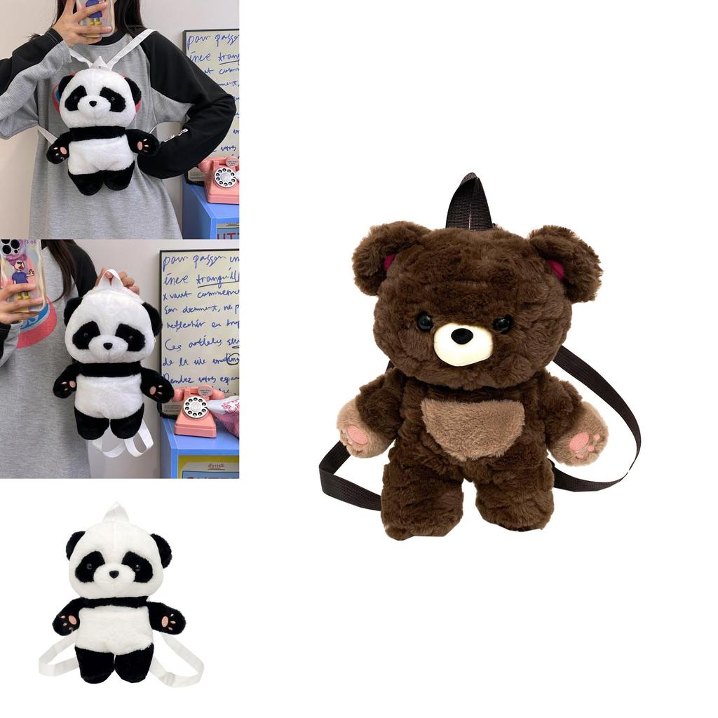 Cartoon Plush Bear Backpack With Soft Fabric For Casual Travel And Day Trips