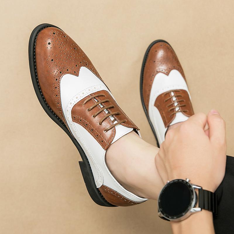 Wedding Men's Leather Shoes Fashionable British Style Outdoor Leisure Business Party Daily Office Men's Formal White Shoes