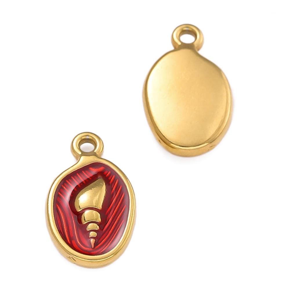 2 Pièces/Lot Pendentifs Ovale en Acier Inoxydable avec Coquillage pour Colliers Bracelets Accessoires de Fabrication de Bijoux
