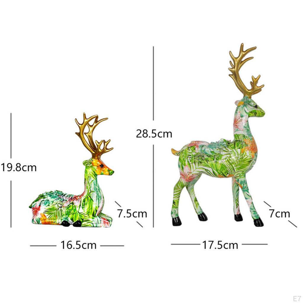 2 Pieces Reindeer Statues Figurines Vivid European Deer Lover Sculpture Table Centerpiece for