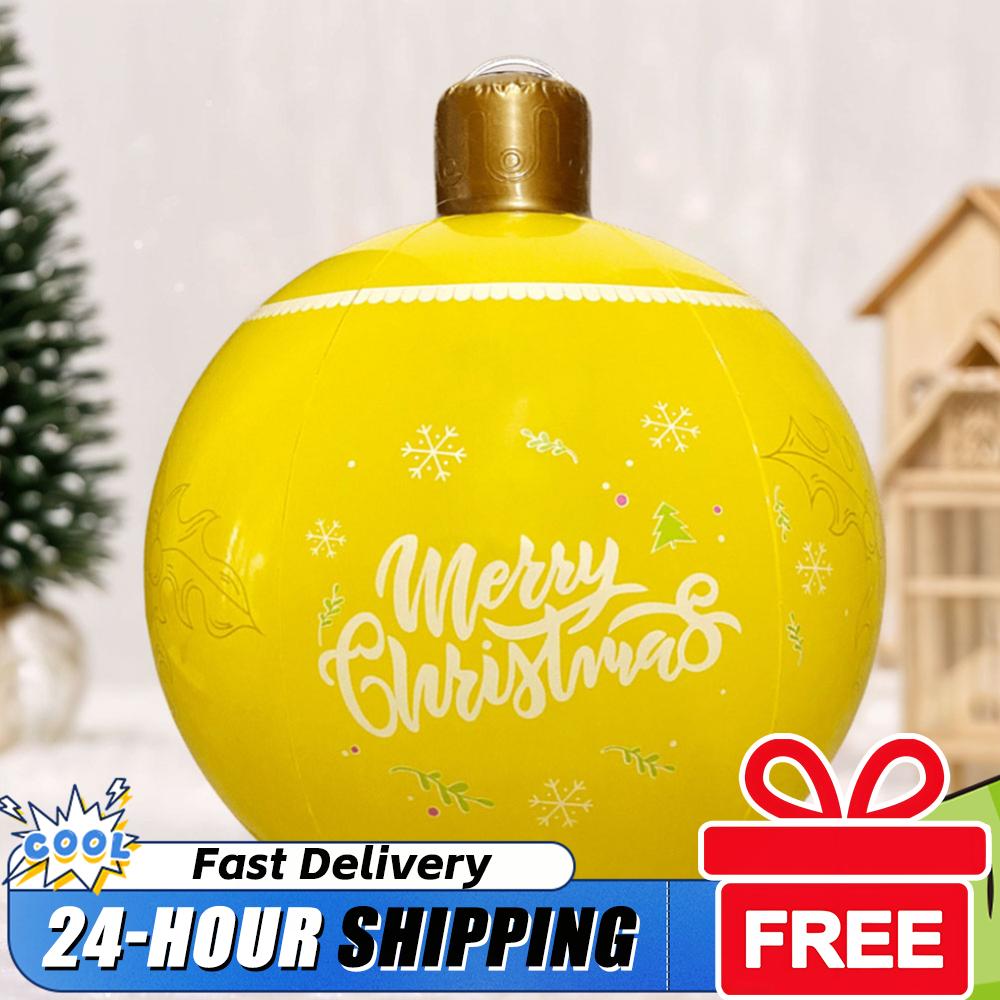 60cm New Inflatable Christmas Ball Giant Inflatable Christmas Ball New Years Christmas Ornaments Outdoor Christmas Holiday Decor