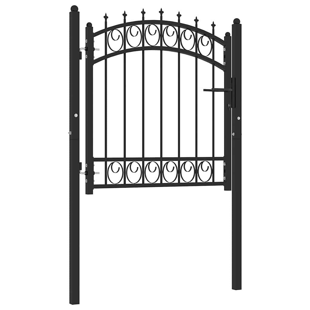 EMMEN Fence Gate with Spikes Steel 103 X 97 Cm Black