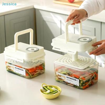 Press-Type Stackable Pickle Sealing Jar - Airtight Fermentation Container For Kimchi Vegetables  Preserves