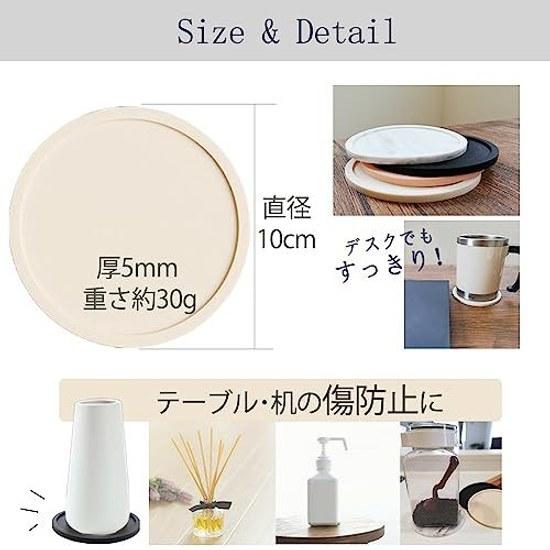 Coaster Silicone Plain 6 Pieces Stylish Washable Round Cup Mat Non-Slip Scratch Prevention Black Marble Pattern Set (Black 6)