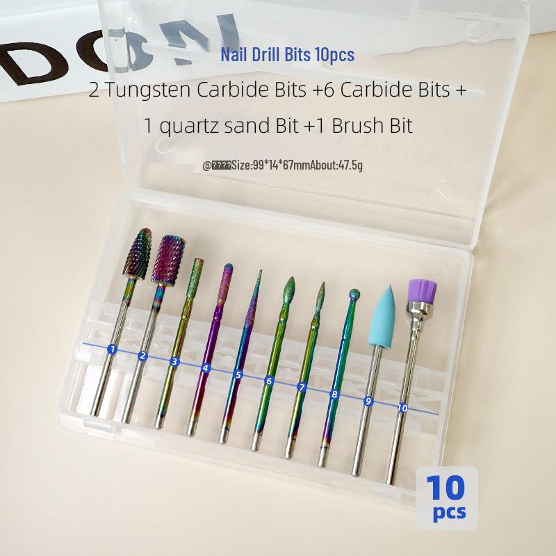 Tungsten Steel Nail Drill Set with Ceramic Grinding Heads for Cuticle Removal and Nail Polishing