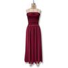 Abito Maxi Donna Senza Spalline a Tubo Vita Arricciata Colore Unico Svasato Lunghezza Pavimento Estivo Casual Vacanza al Mare Abito Lungo