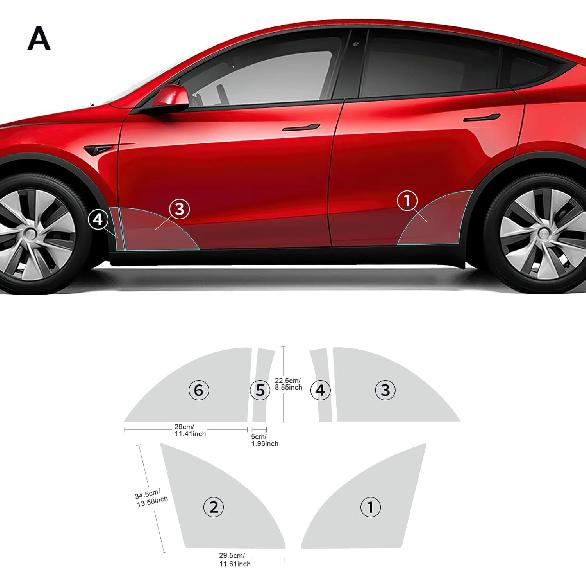 (6Pcs - 1 Set Front and Rear Door Angles Precut PPF for Tesla Model Y 2020-2025 (Not for Juniper) Gloss Clear 8.5mil TPU Car Paint Protective Film