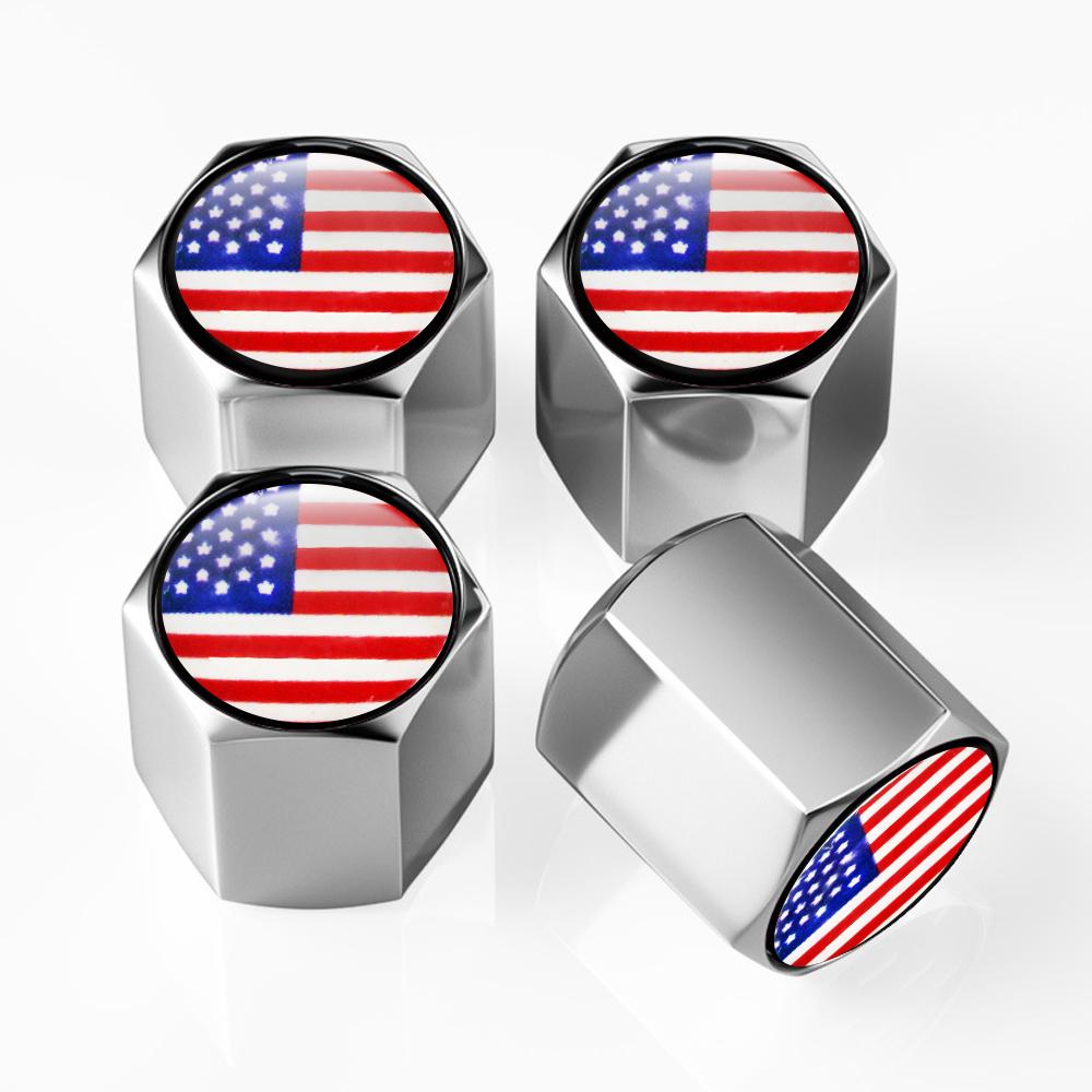 For Ford GMC Chevrolet 4PCS US Flag Car Wheel Air Cover Dust Proof For Chevy Cadillac Buick Car Air Valve Stem Caps
