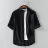Men's Casual Short-Sleeve Linen Shirt - Summer Cotton Blend