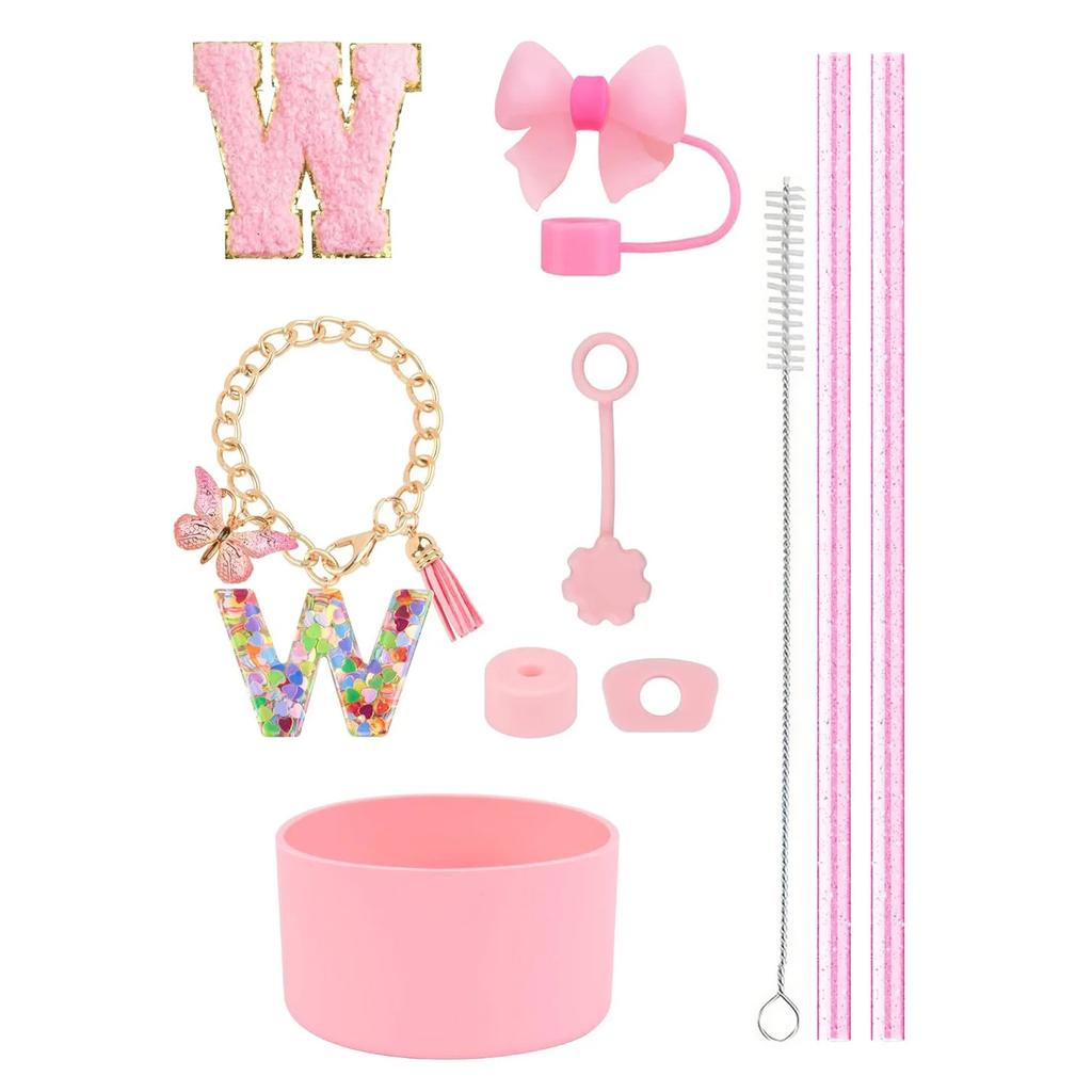10pcs Cup Accessories Set for Stanley 30oz 40oz Tumbler Straw Cover Cap Boot Spill Proof Stopper Letter Keychain Charm Sticker