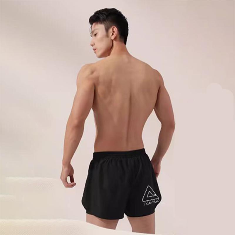 Peak Letter Mid-Rise Comfortable Breathable Versatile Straight-Leg Swim Trunks Unisex swimwear Black YSZ403944