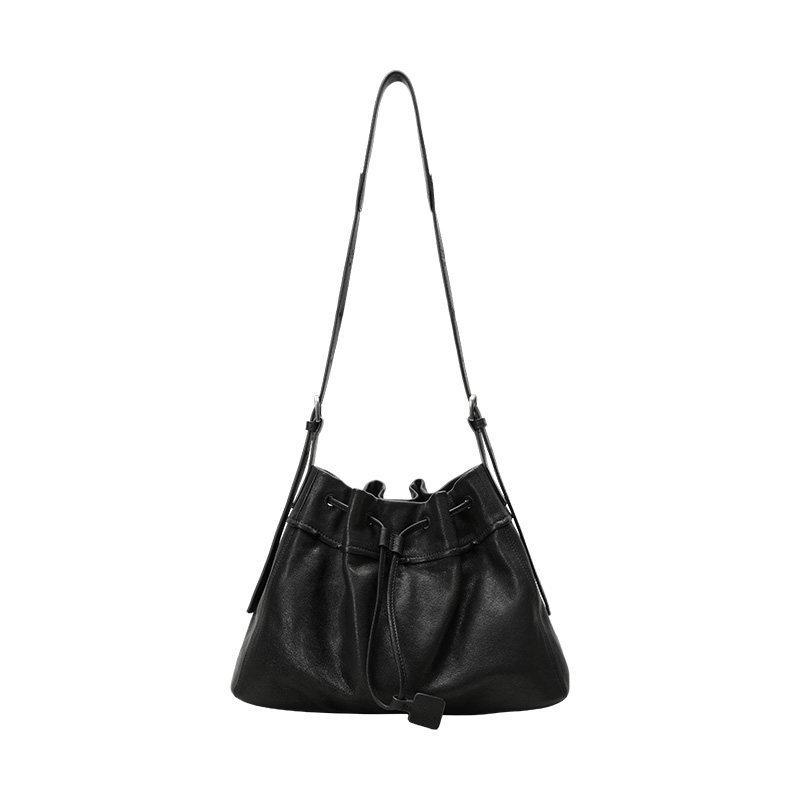 Lucky Bag, Women s Bag, Pleated Drawstring, Versatile Single Shoulder Crossbody Bag, Casual Large Capacity Tote Bag чёрный