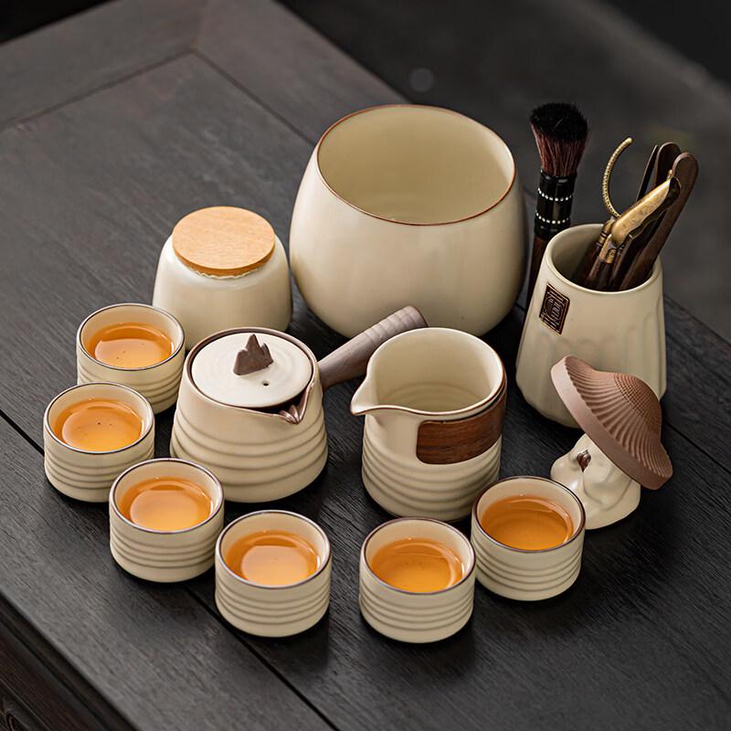 ZISIZ Beige Ru Kiln Kung Fu Tea Set