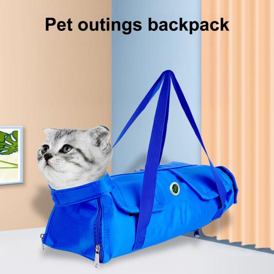 Cat Pouch Carrier Backpack Adjustable Pet Sling Bag with Storage Pocket for Grooming Vet Visits Medication Administration Dental Care Nail Trimming