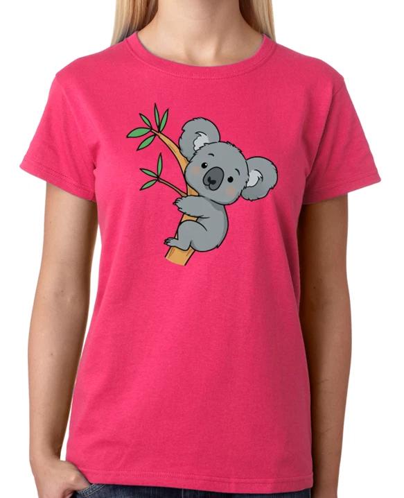 Koala Climbing A Tree Ladies T-Shirt XXL