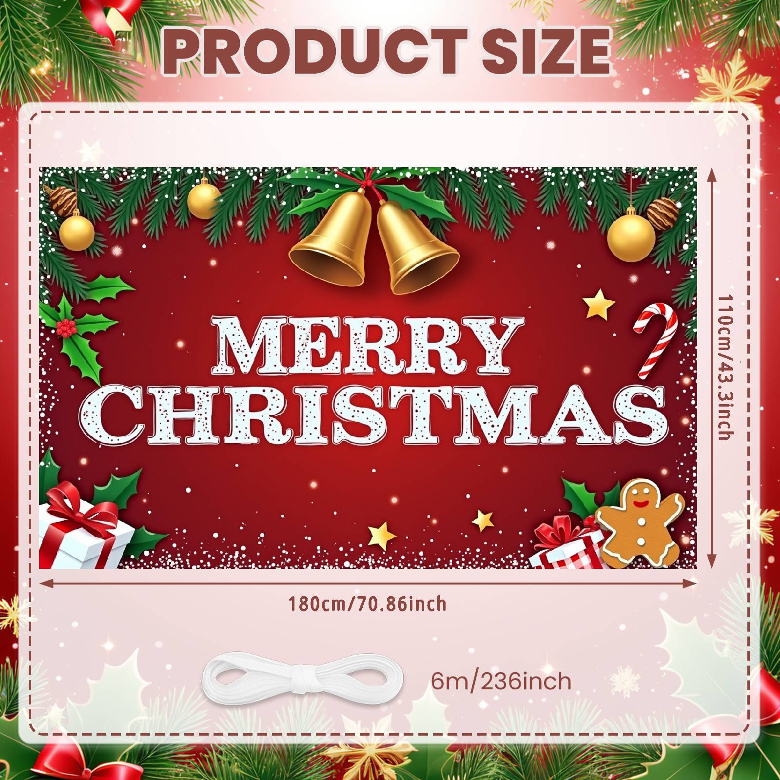 Christmas Banner Holly Leaves Christmas Photo Banner Christmas Event Banner Gift Boxes For Xmas Event Family Celebration Home