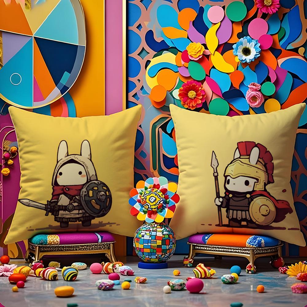 Cute Rabbit Dresses Pillow Case Anti-Dustmite Pillowcase Invisible Zipper Silky Short Plush Sofa Cushion Cover