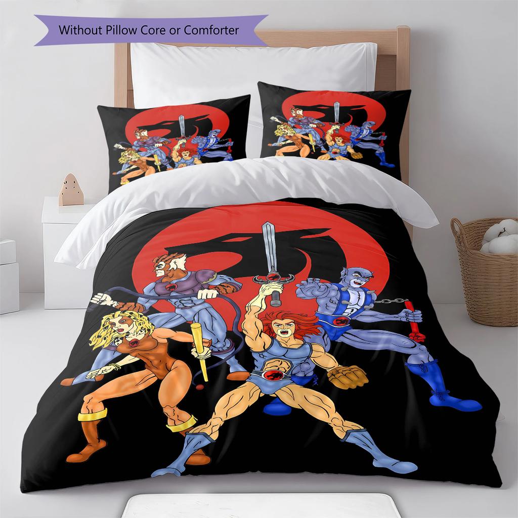 Thundercats Vzor Povlečení Sada Prošívaných Dek Quilt Cover Povlak na Polštář Domácí Dekorace Dárek (1 * povlak na peřinu + 2 * povlak na polštář, bez jádra)