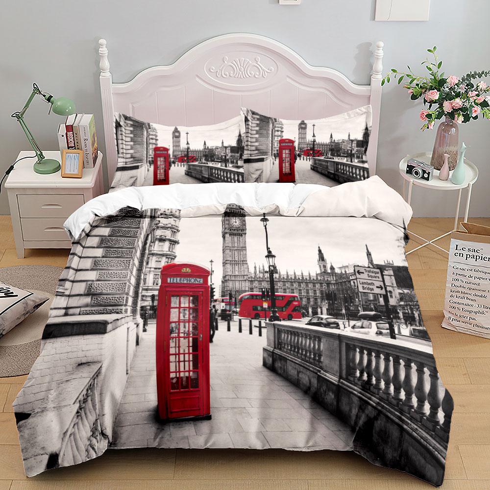 World Famous Mega City Landmark 3D Duvet Cover Set UK Single Double Queen US Twin Full King Size Kids Bed Linen Set