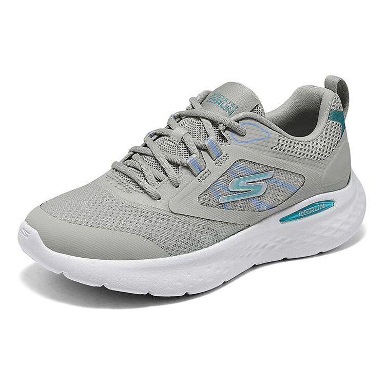 Skechers Women Gray Green Low Top Running Shoes Mesh Breathable Cushioning Comfortable 129442-GYAQ 36.5