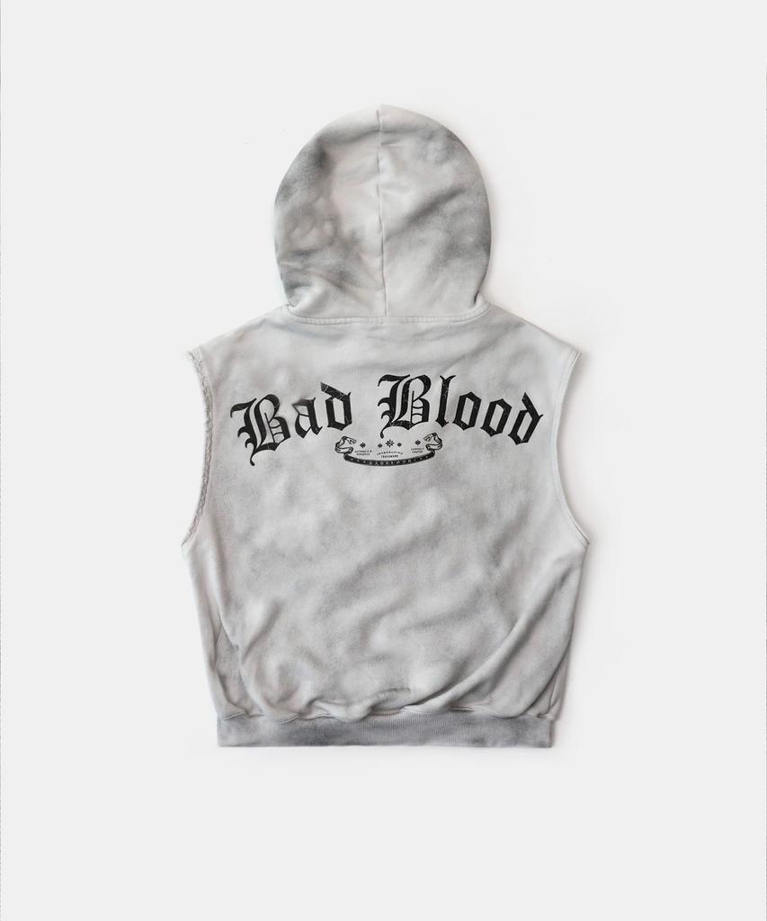 Badblood Mystic Patch Sleeveless Zip-Up Hoodie - Washed White
