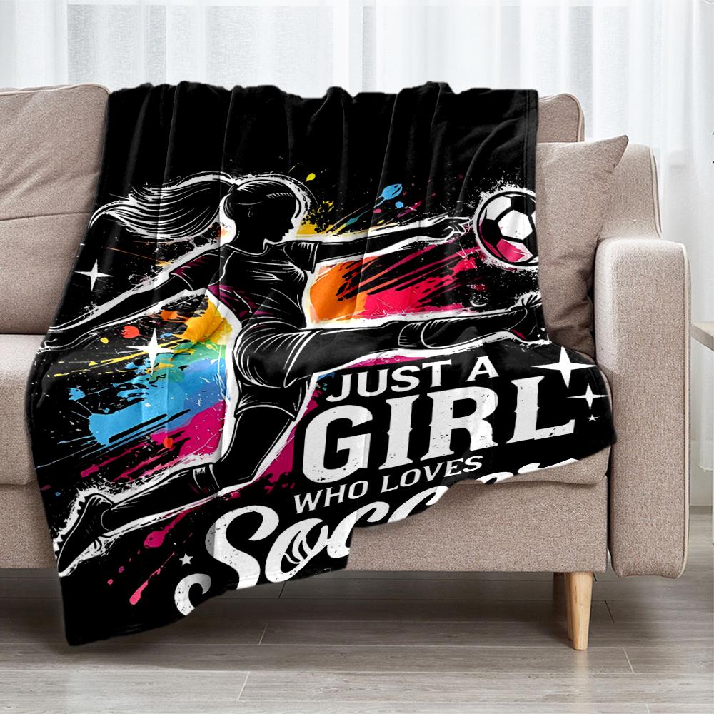 Soccer Theme Printed Blanket - Perfect for Couch, Bed, Travel & Outdoor Use | Machine Washable, Cozy & Durable.