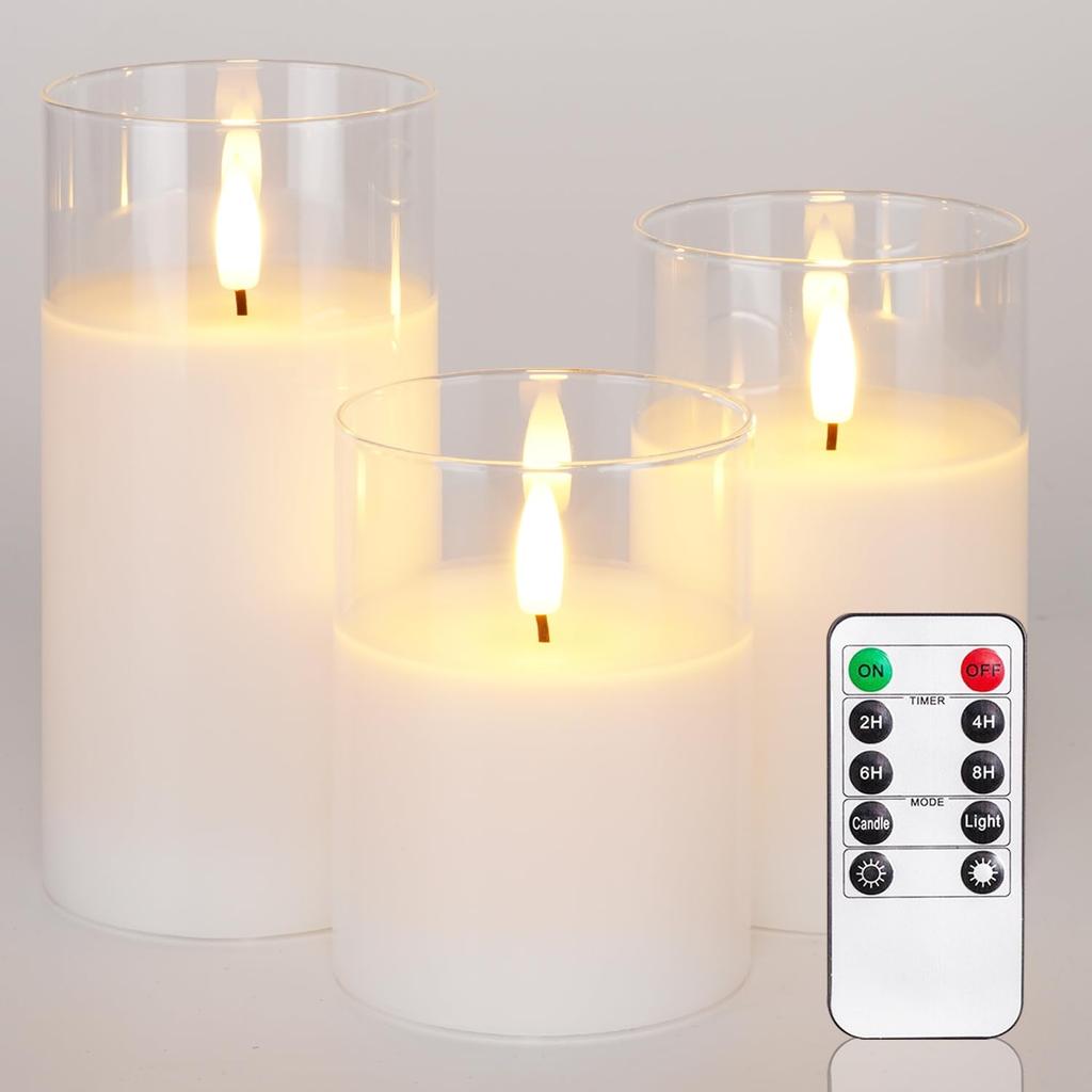 Factory Hot Sale Remote Control Paraffin Wax Glowing Candle with Glass Cup Flameless Wedding Decoration Light