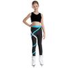Dívčí Crop Top s U výstřihem, kříženými ramínky a klíčovou dírkou na zádech, bez rukávů, Color Block Legíny, Jógový Sportovní Set